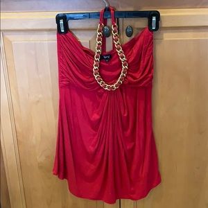 Sky top - ties around neck. Red size small